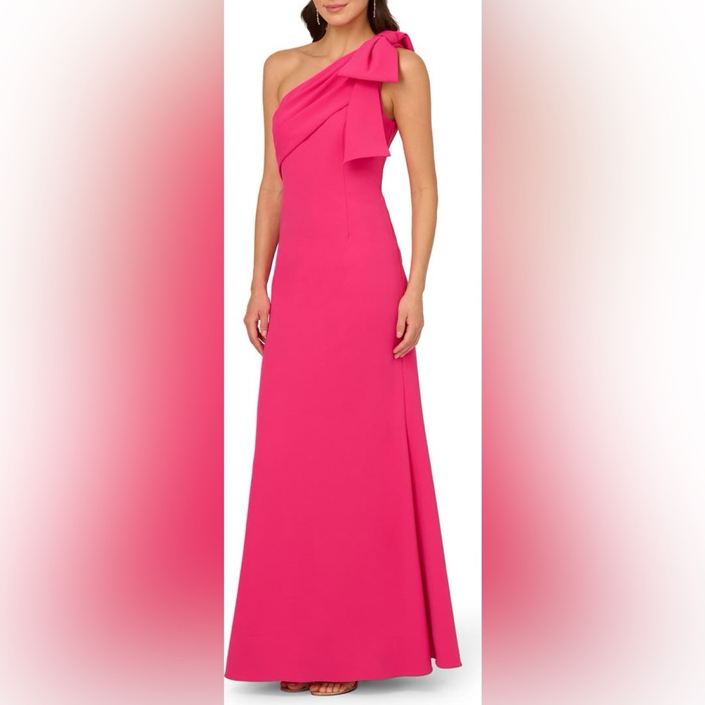 Adrianna Papell One-Shoulder Fuchsia Dress
